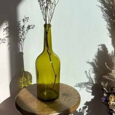 Vase bouteille vert olive
